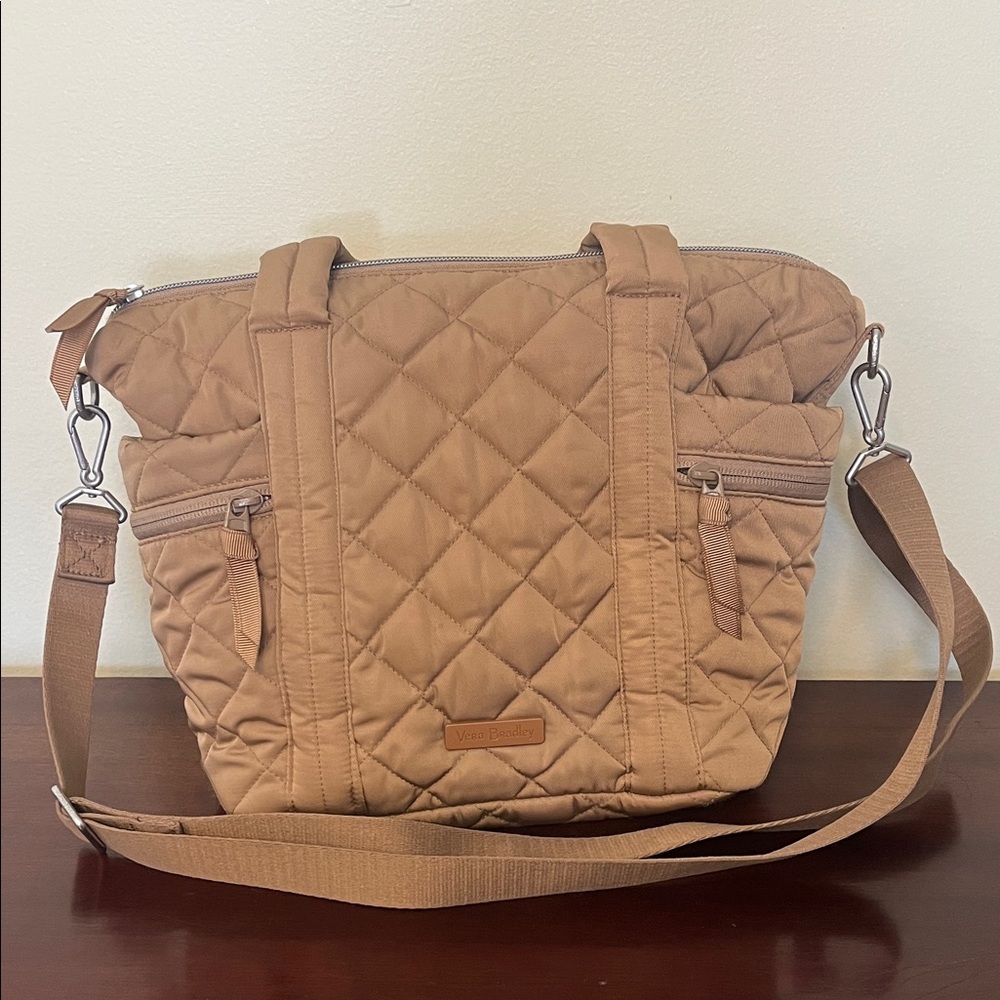 Vera Bradley Performance Twill Small Multi Strap Tote Bag Meadowlark Tan Puffer - Picture 2 of 11